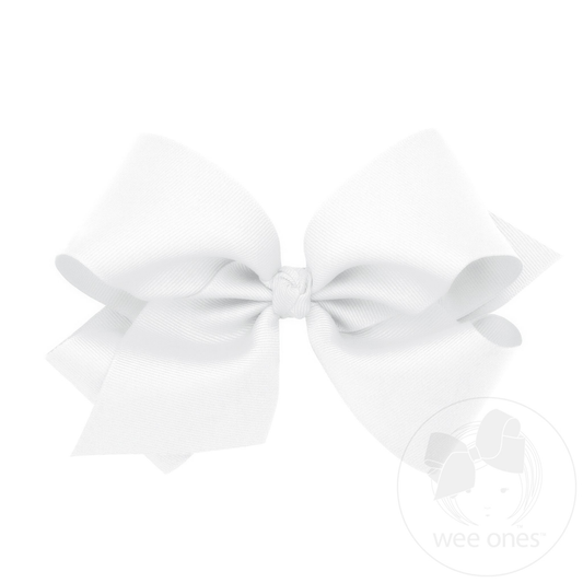 King Classic Grosgrain Hair Bow with Knot Wrap - White