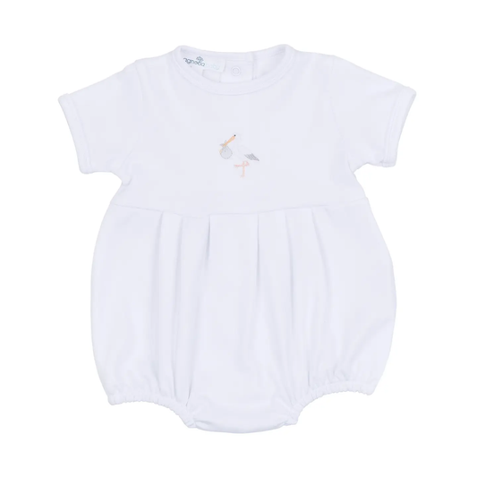 Vintage Stork Short Sleeve Bubble - White