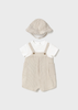 Newborn Striped Simulated Dungaree Romper with Hat - Root