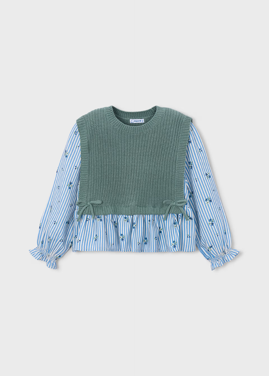 Girl Shirt With Top - Bay Leaf