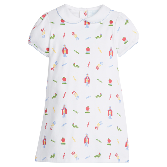 Printed Peter Pan Dress - School Days