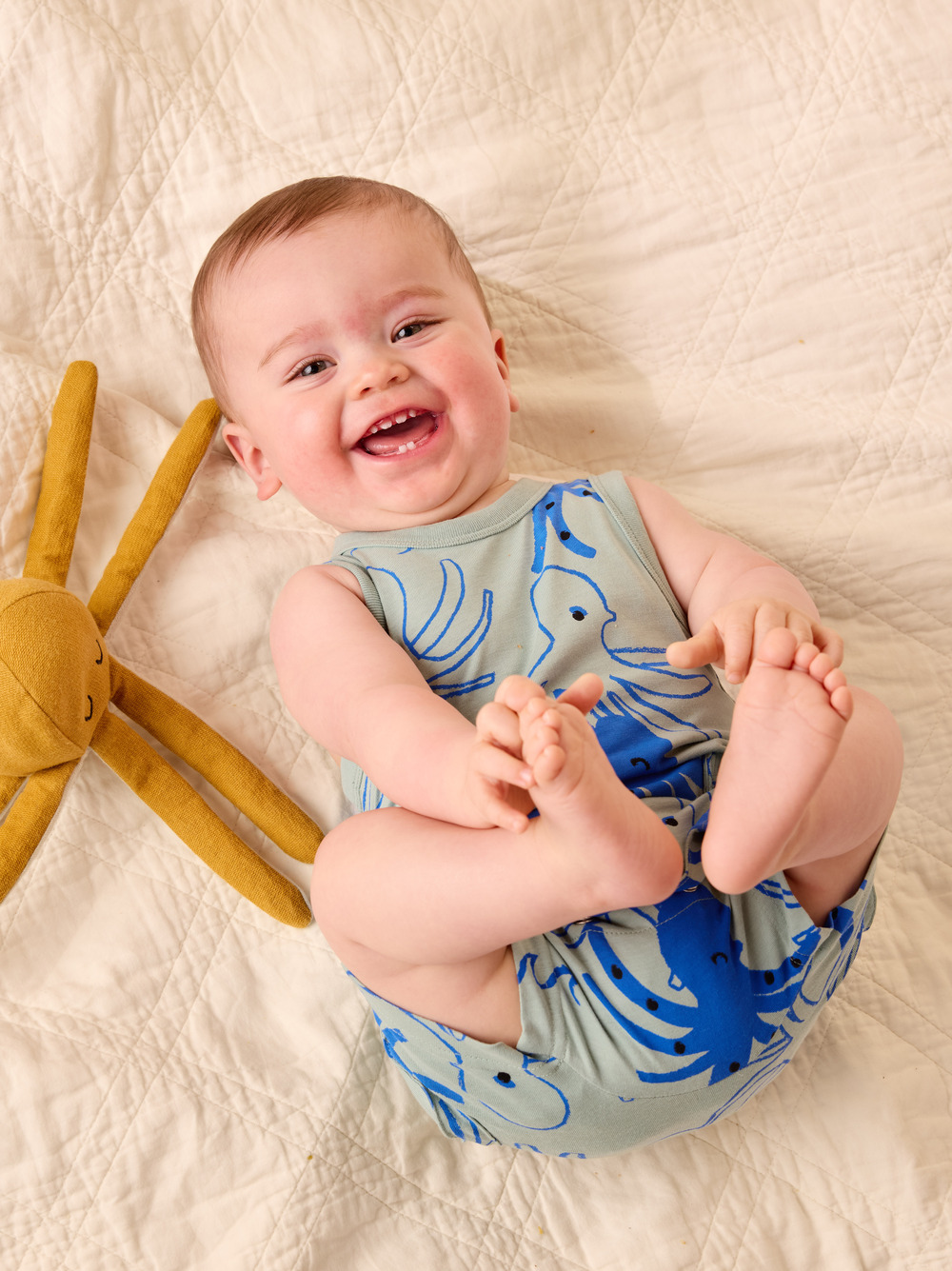 Sleeveless Baby Romper - Sketched Octopus