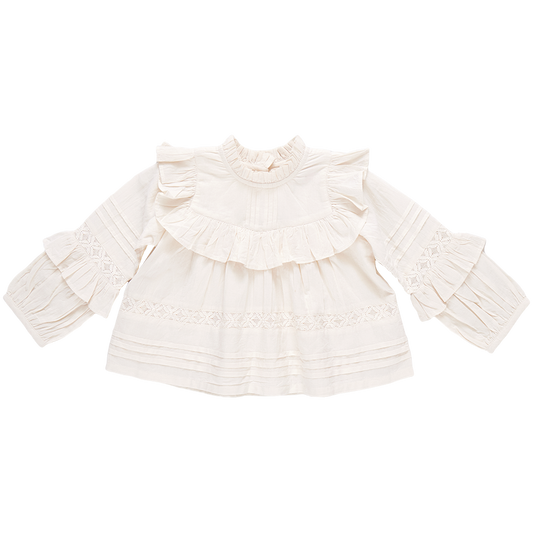 Girls' Lace Mira Top-Antique White