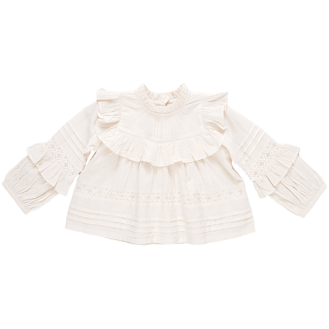 Girls' Lace Mira Top-Antique White