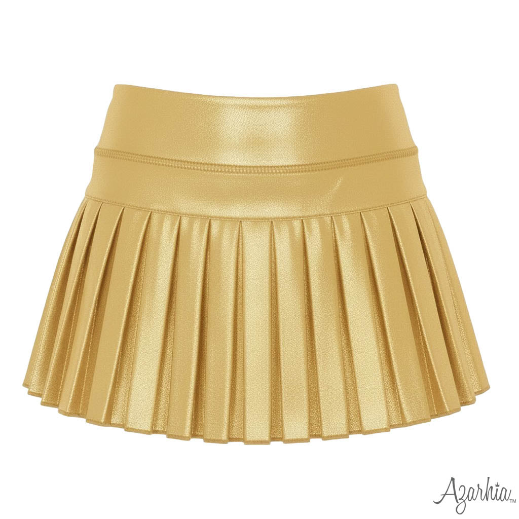 Mini Pleated Skort in Gold Shimmer