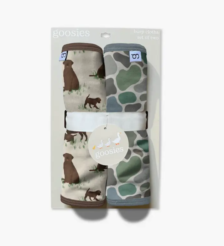 Labrador Dogs & Camo Burp Cloth Set