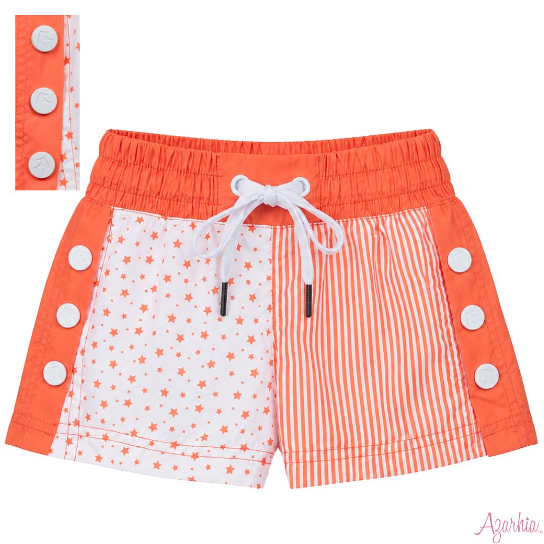 Stars and Stripes Game Day Color Block Shorts - Orange