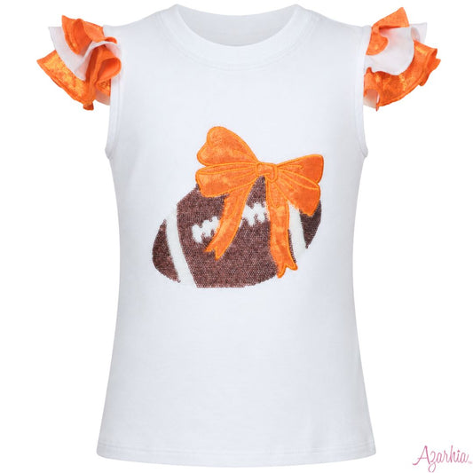 Sequin Football Shimmer Ruffle Sleeve Orange