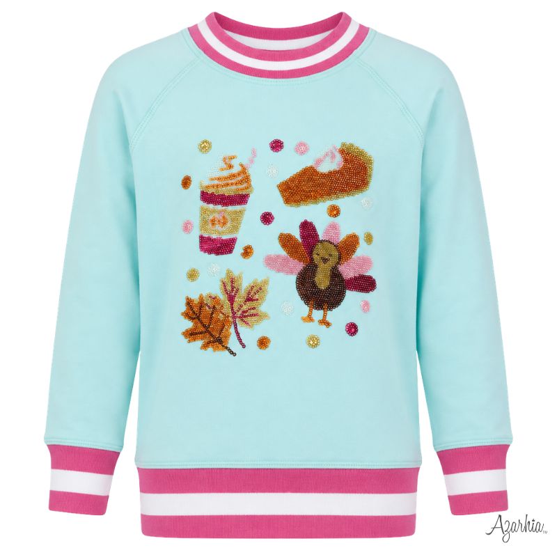 Sequin Fall Elements Seafoam Oversized Sweatshirt