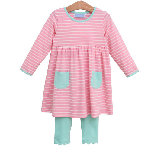 Annie Pants Set - Light Pink Stripe/Mint