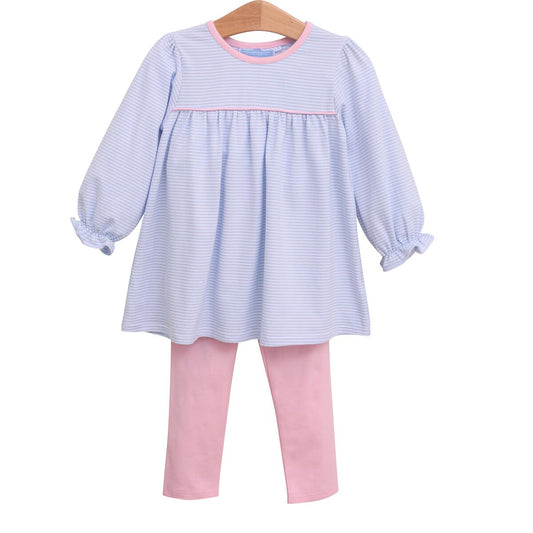 Ellie Pants Set - Light Blue Stripe/Light Pink