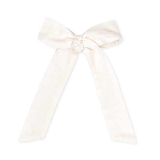 Lola Long Bow - Winter White Velvet