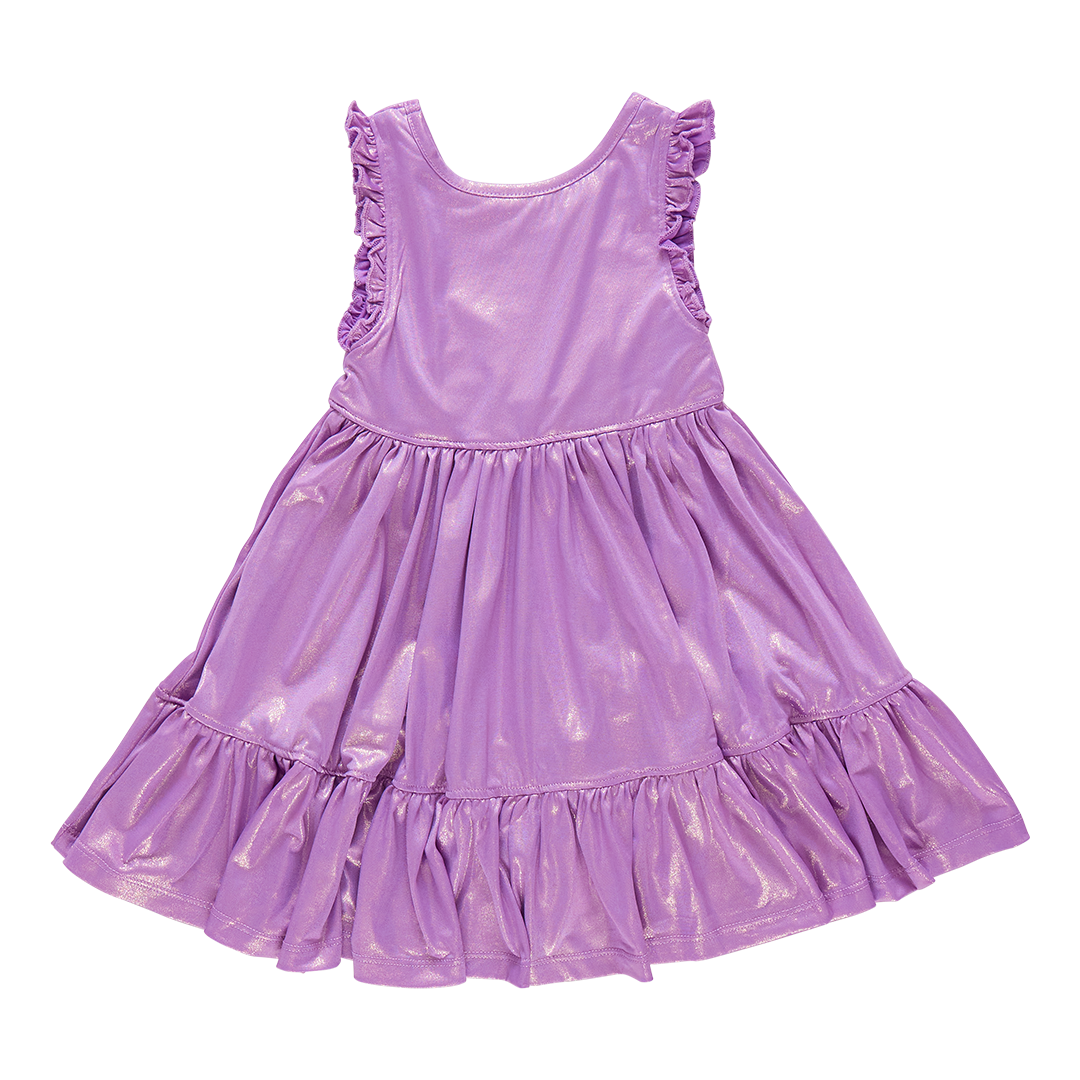 Girls Lame Kelsey Dress - Purple