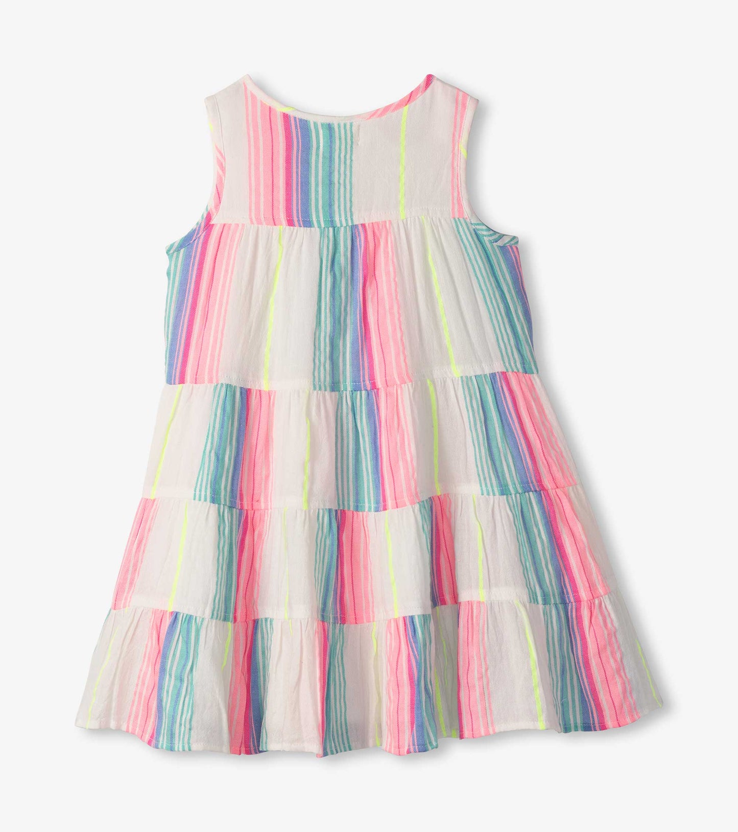 Neon Stripes Layered Tiered Dress