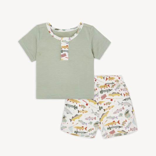 Reel Good Time Modal Magnetic Roll Around Short Sleeve Top + Short Set