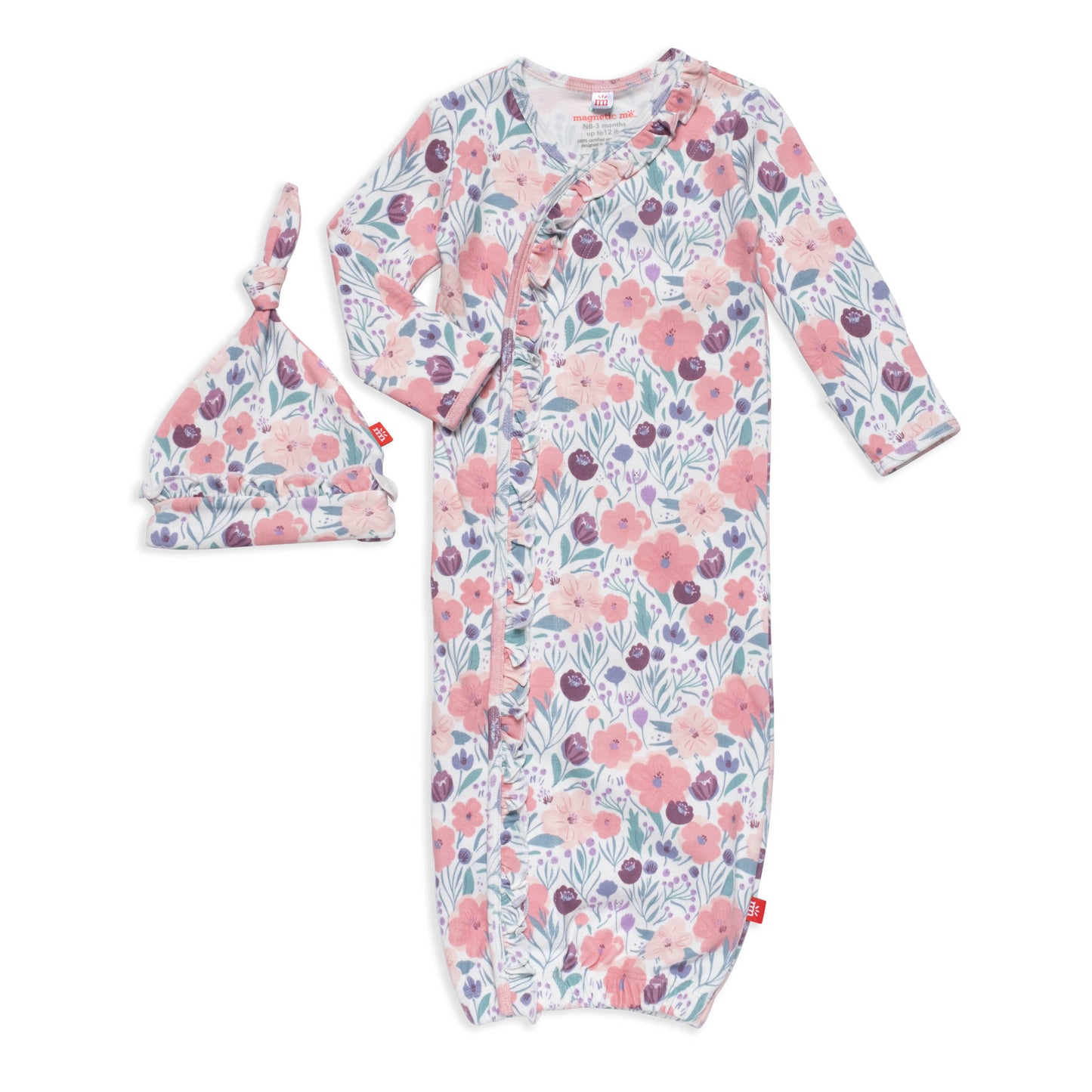 Whistledon Organic Cotton Magnetic Cozy Sleeper Gown + Hat Set