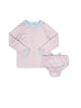 Sun and Sand Rash Guard Set - Baby Pink Minigingham, Baby Blue Minigingham