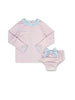 Sun and Sand Rash Guard Set - Baby Pink Minigingham, Baby Blue Minigingham