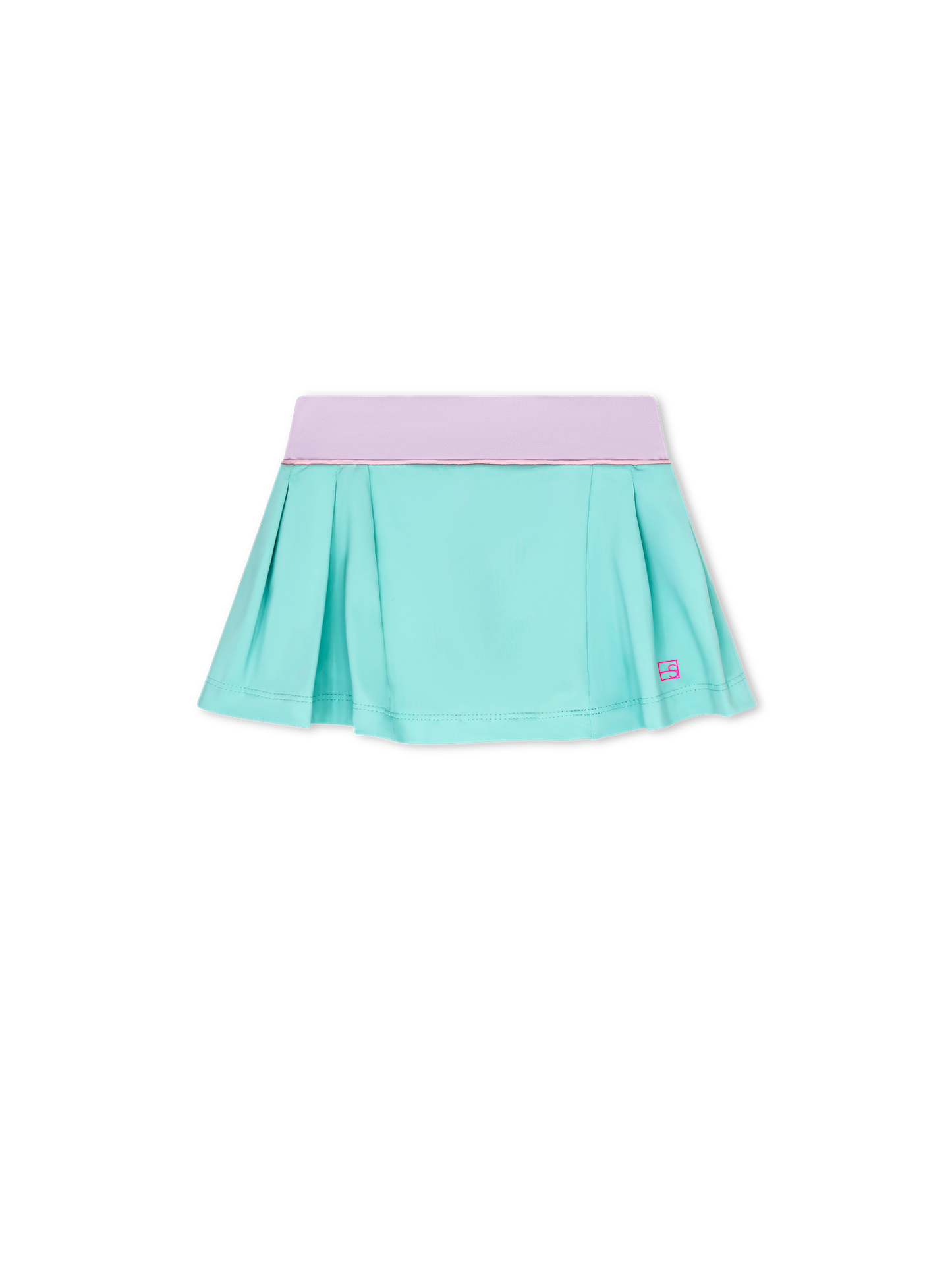 TOTALLY TURQUOISE IN ATHLEISURE WITH PETAL PURPLE WAISTBAND, AND COTTON CANDY PINK PIPING AND UNDERSHORT
