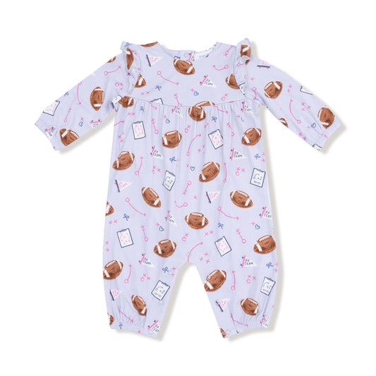Touchdown Time - Ruffle Sleeve Romper - Lavender