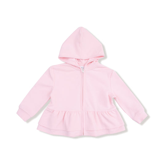 French Terry Sport - Varsity Zip Peplum Hoodie - Pink