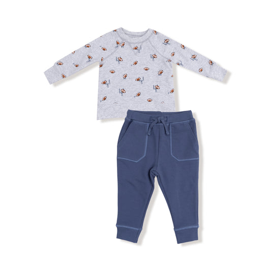 French Terry Sport - Football Field Goal - Raglan Sweatshirt and Jogger Set