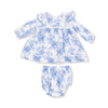 Dream Cottage Floral Blue -Long Sleeve Vintage Lace Dress