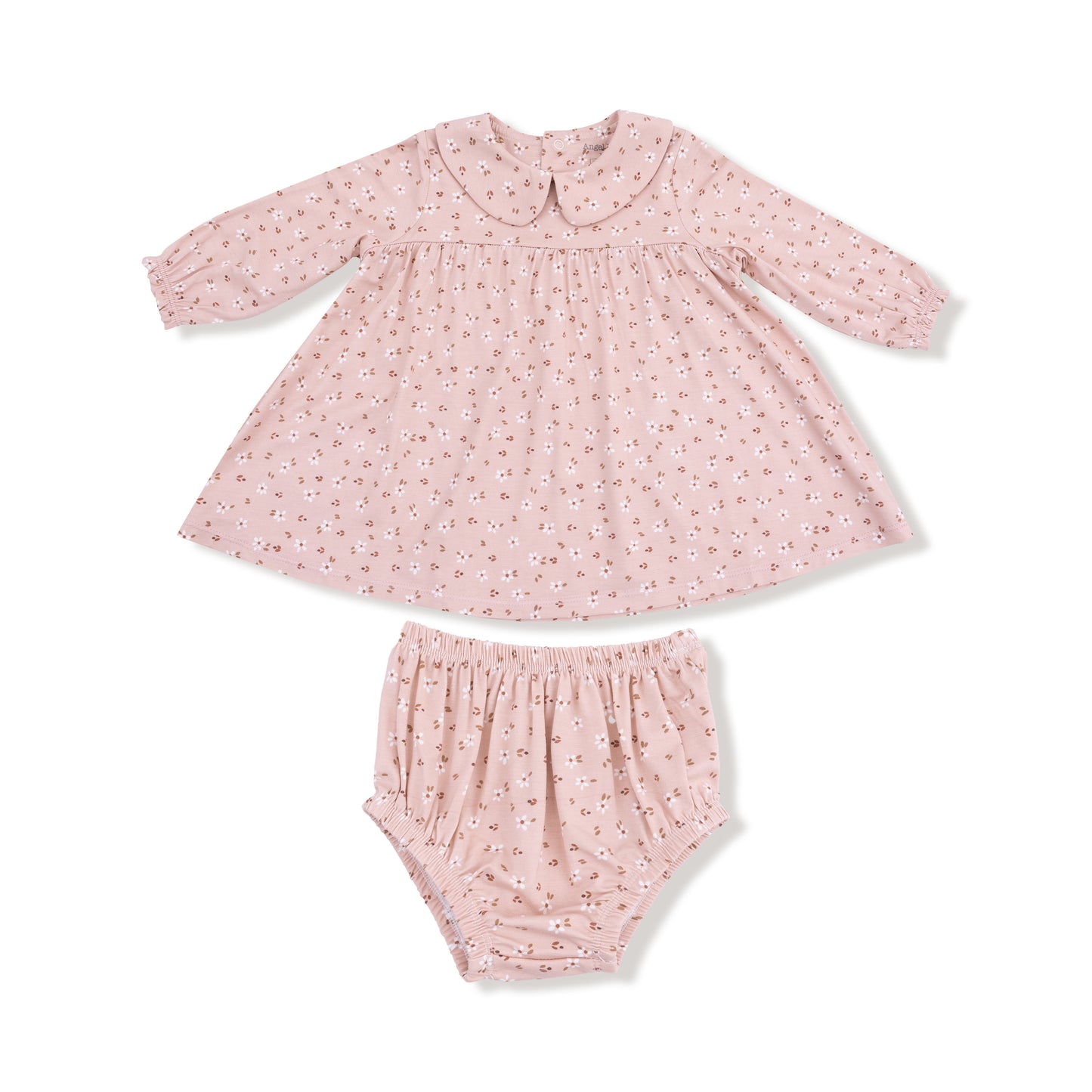 Carrie Floral Pink - Long Sleeve Peter Pan Collar Dress + Diaper Cover