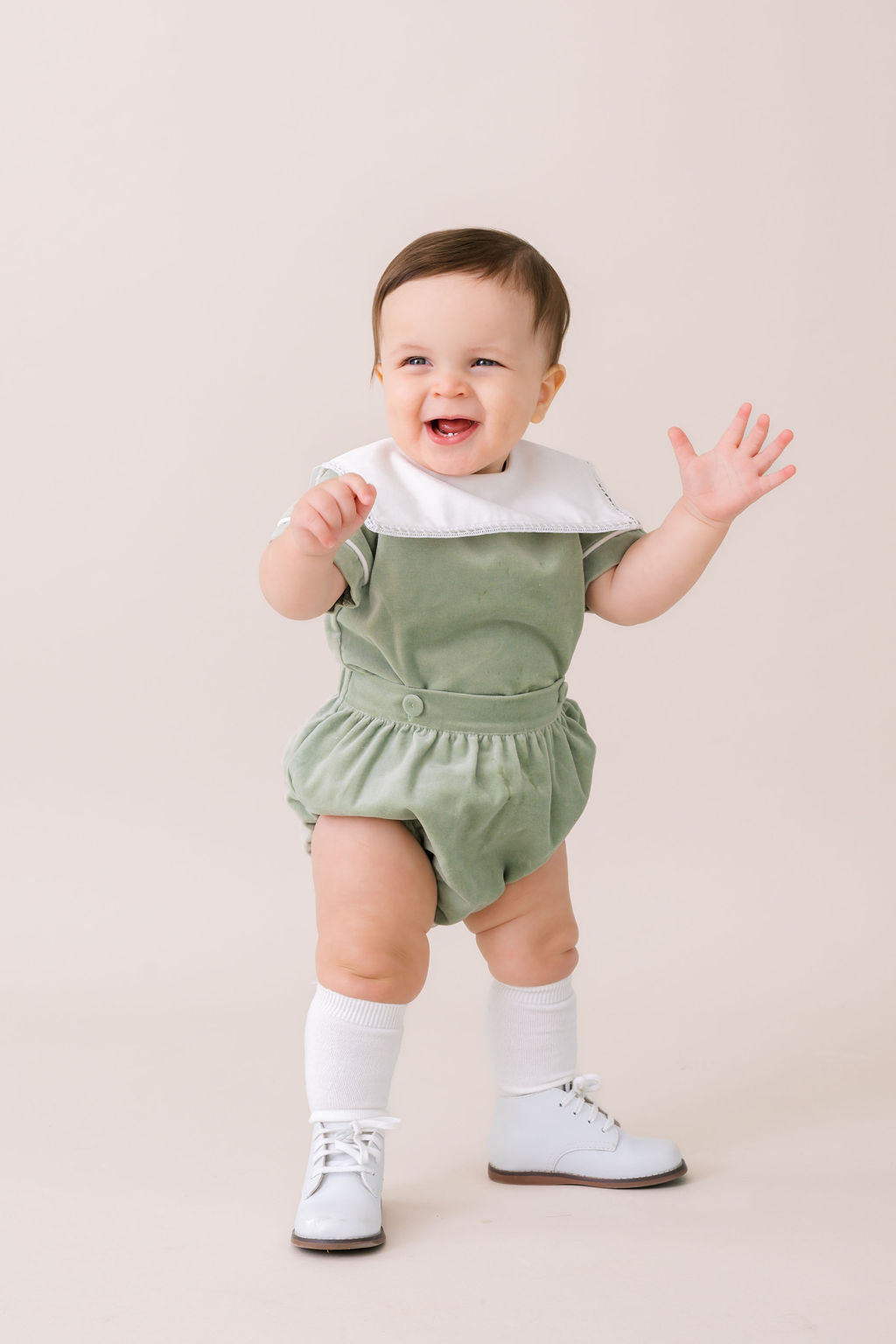 Christian Button On - Leyland Green Velvet