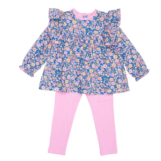 Abree - Ditsy Navy Pink Watercolor