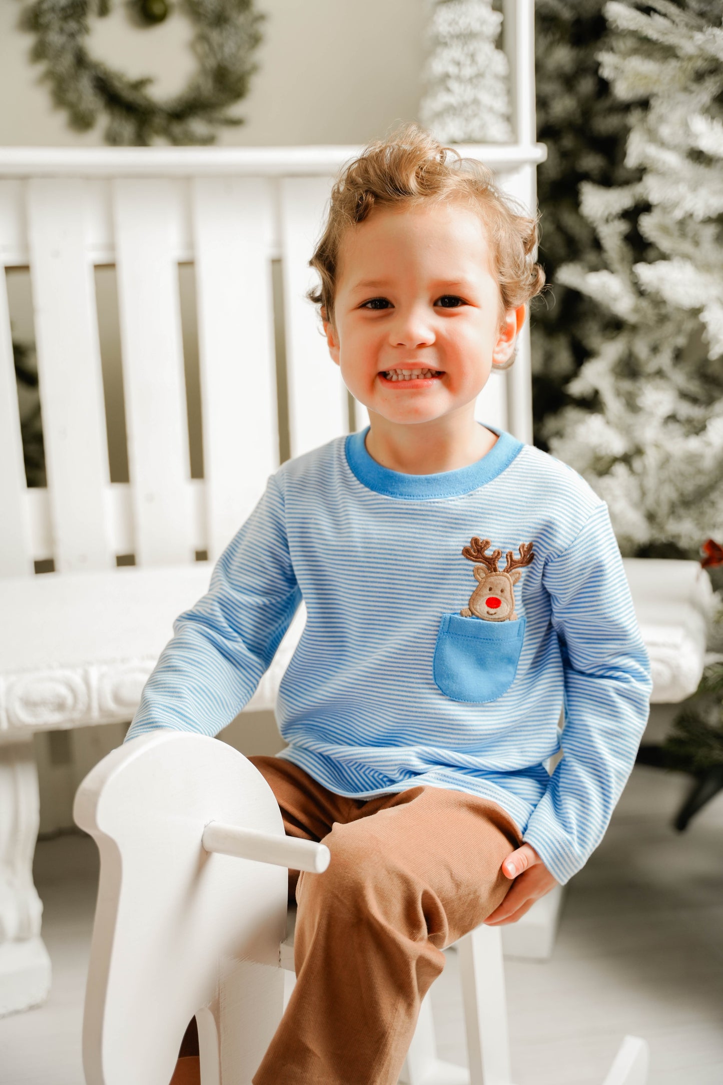 Reindeer Jacob's Play Tee - Periwinkle Bitty Knit