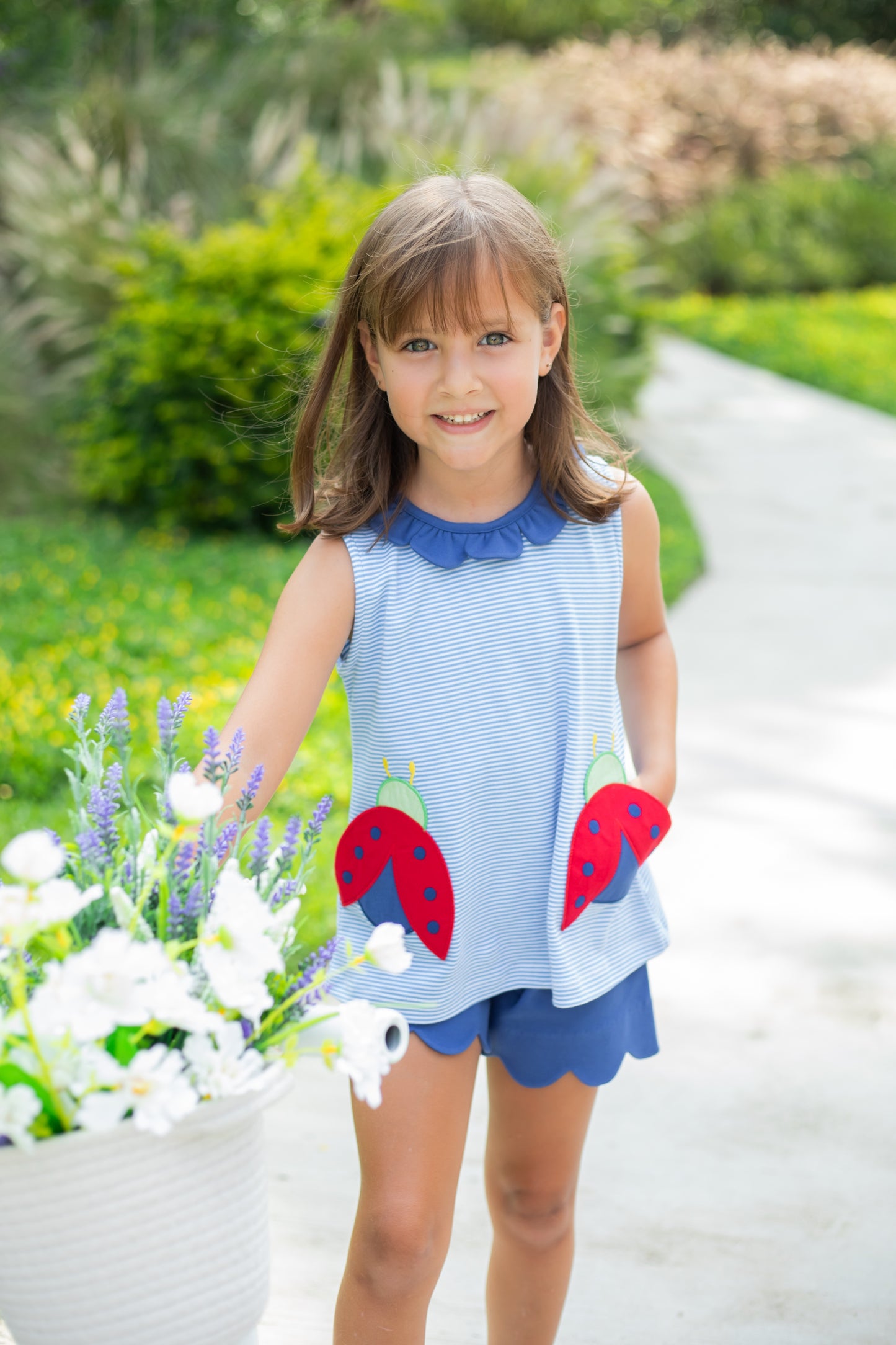 Ladybug Reagan Kendall Short Set - Periwinkle Bitty Knit