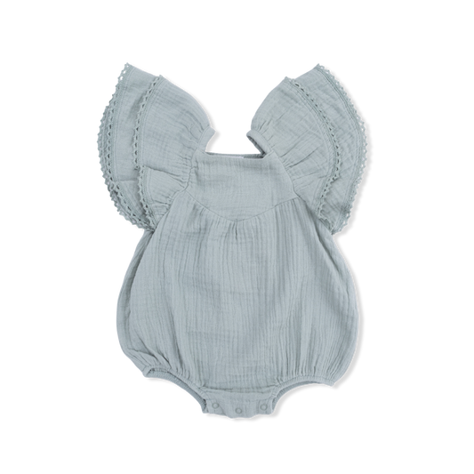 Solid Muslin Jadeite - V-Neck Bubble