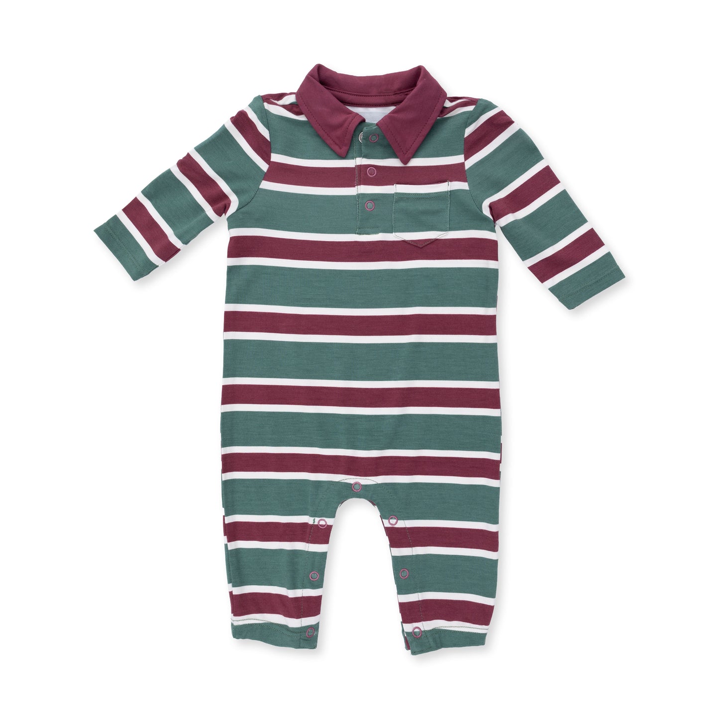 Rugby Stripe Green - Polo Romper