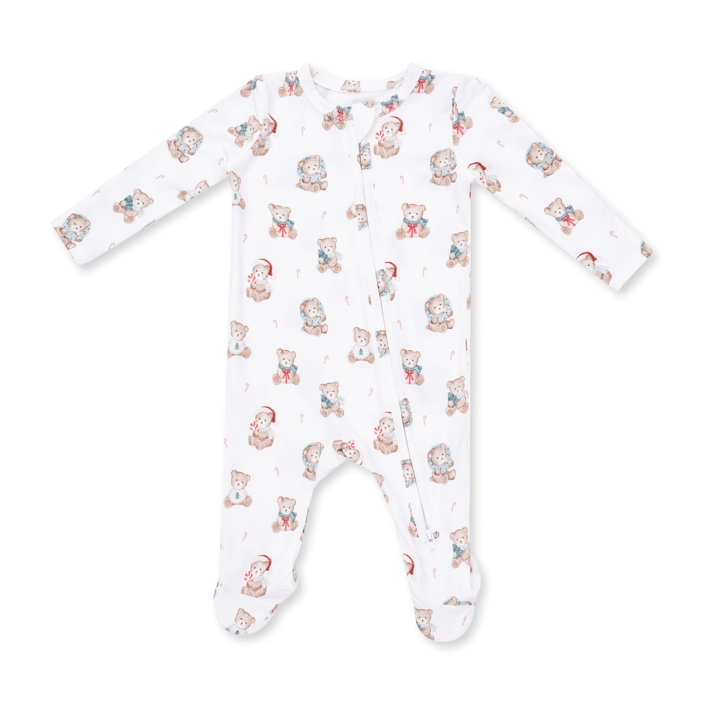 Christmas Teddy Bears Uni -2 Way Zipper Footie