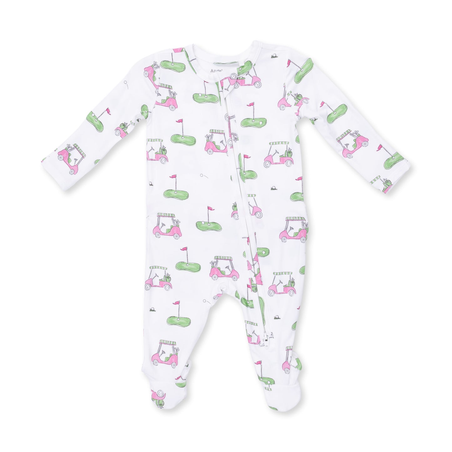 Golf Carts Pink - 2 Way Ruffle Back Zipper Footie