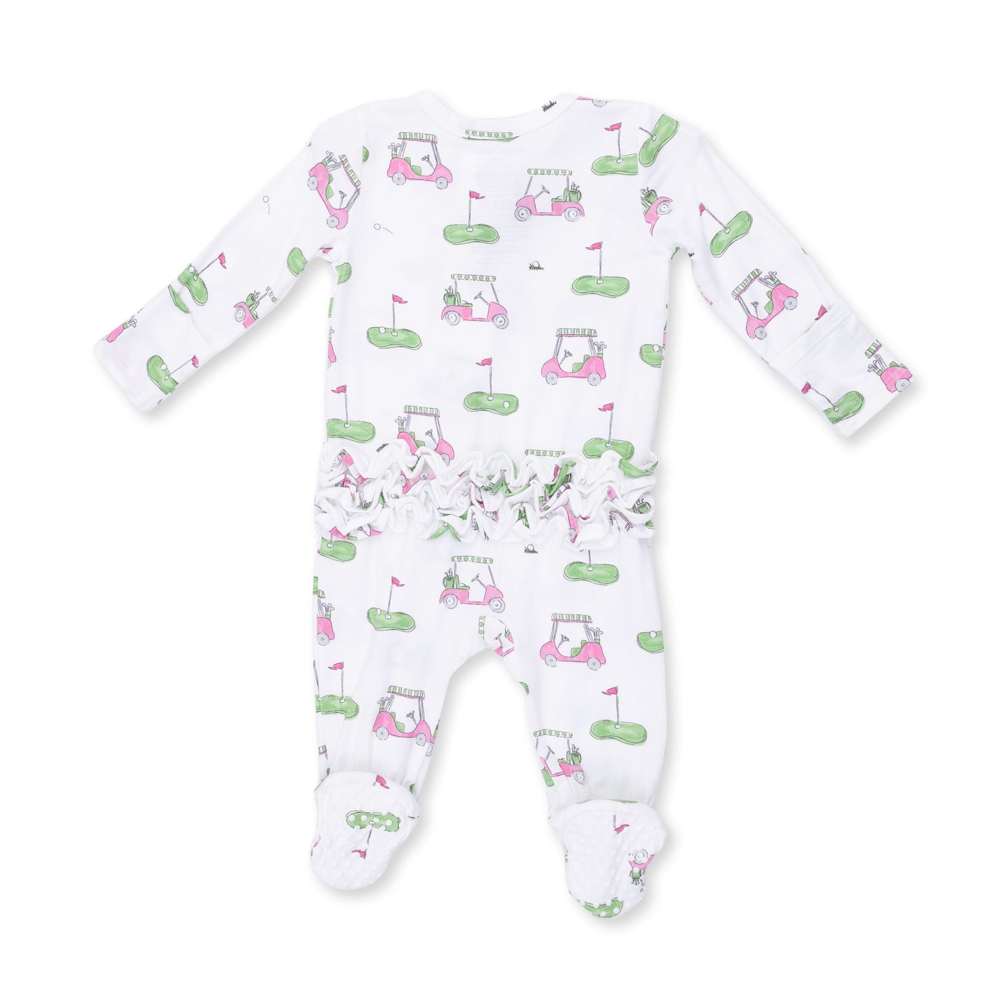 Golf Carts Pink - 2 Way Ruffle Back Zipper Footie