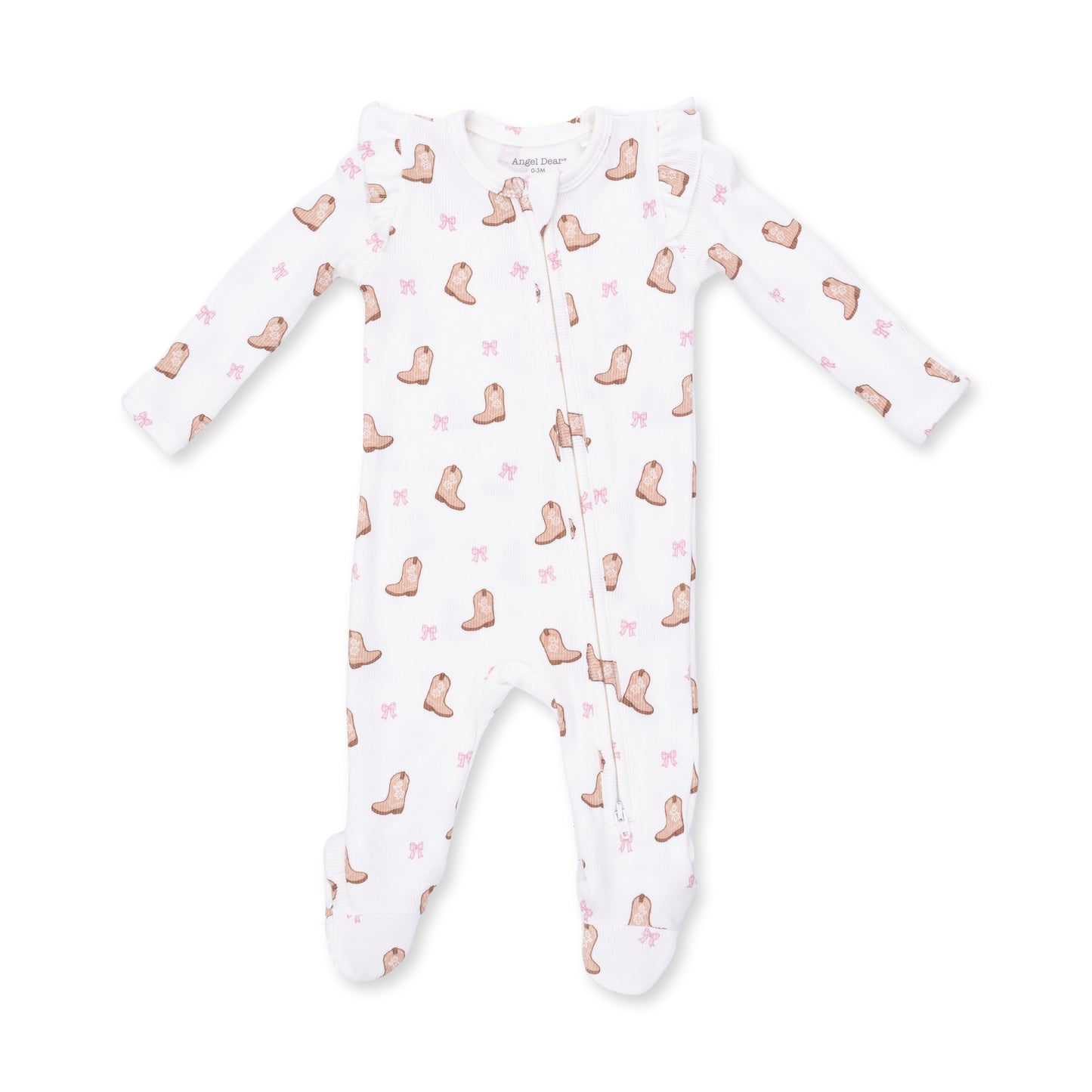 Mini Cowgirl Boots - 2 Way Ruffle Sleeve Zipper Footie