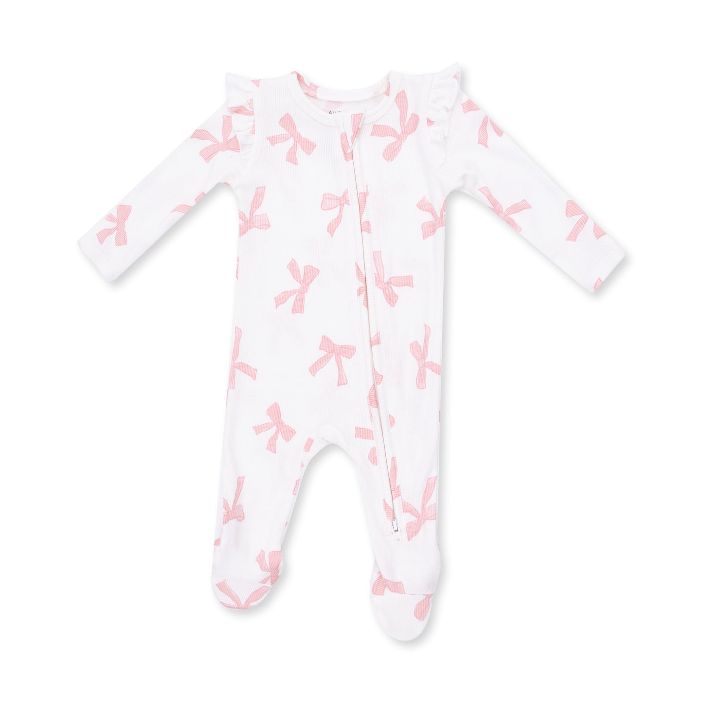 Pretty Bows - 2 Way Ruffle Sleeve Zipper Footie