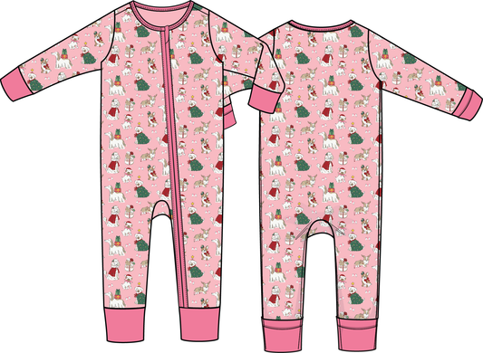 Christmas Dogs in Pink - Convertible Romper
