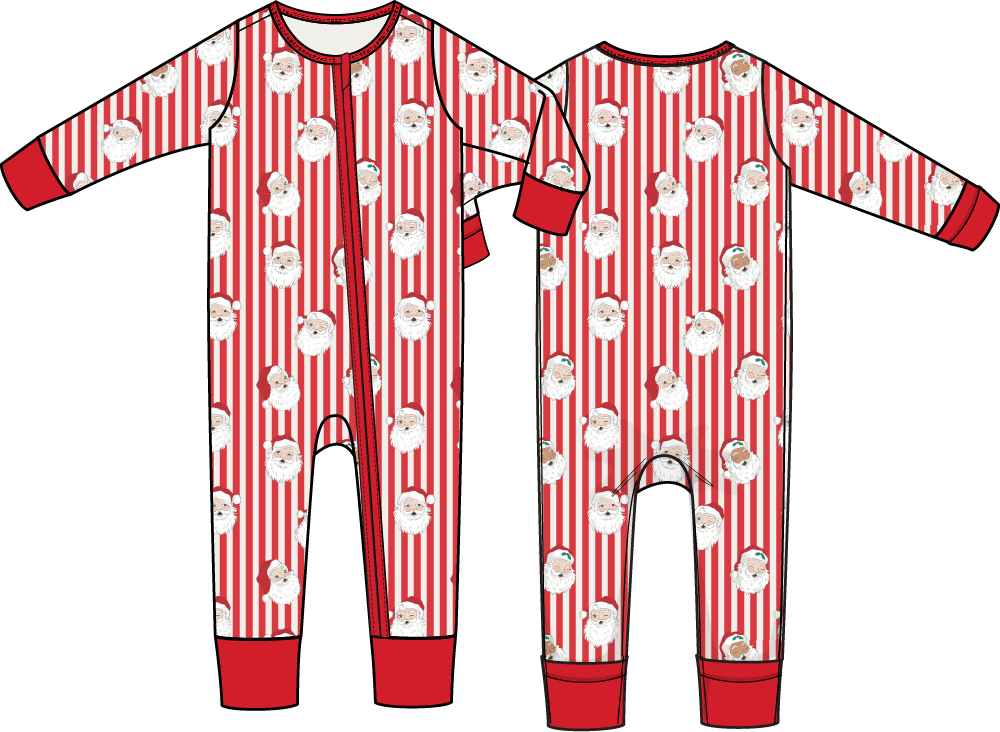 Vintage Santa Stripe - Convertible Romper