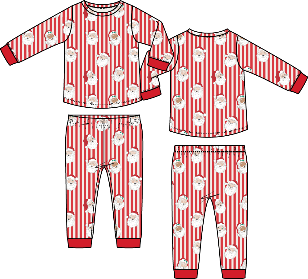 Vintage Santa Stripe - Long Sleeve Loungewear