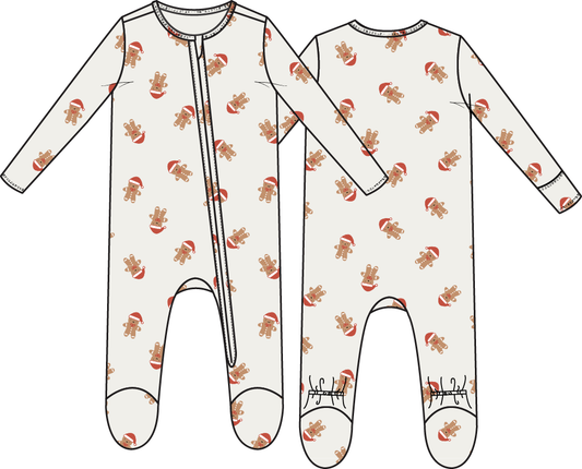 Simple Gingerbread - 2 Way Zipper Footie