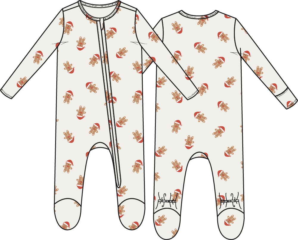 Simple Gingerbread - 2 Way Zipper Footie