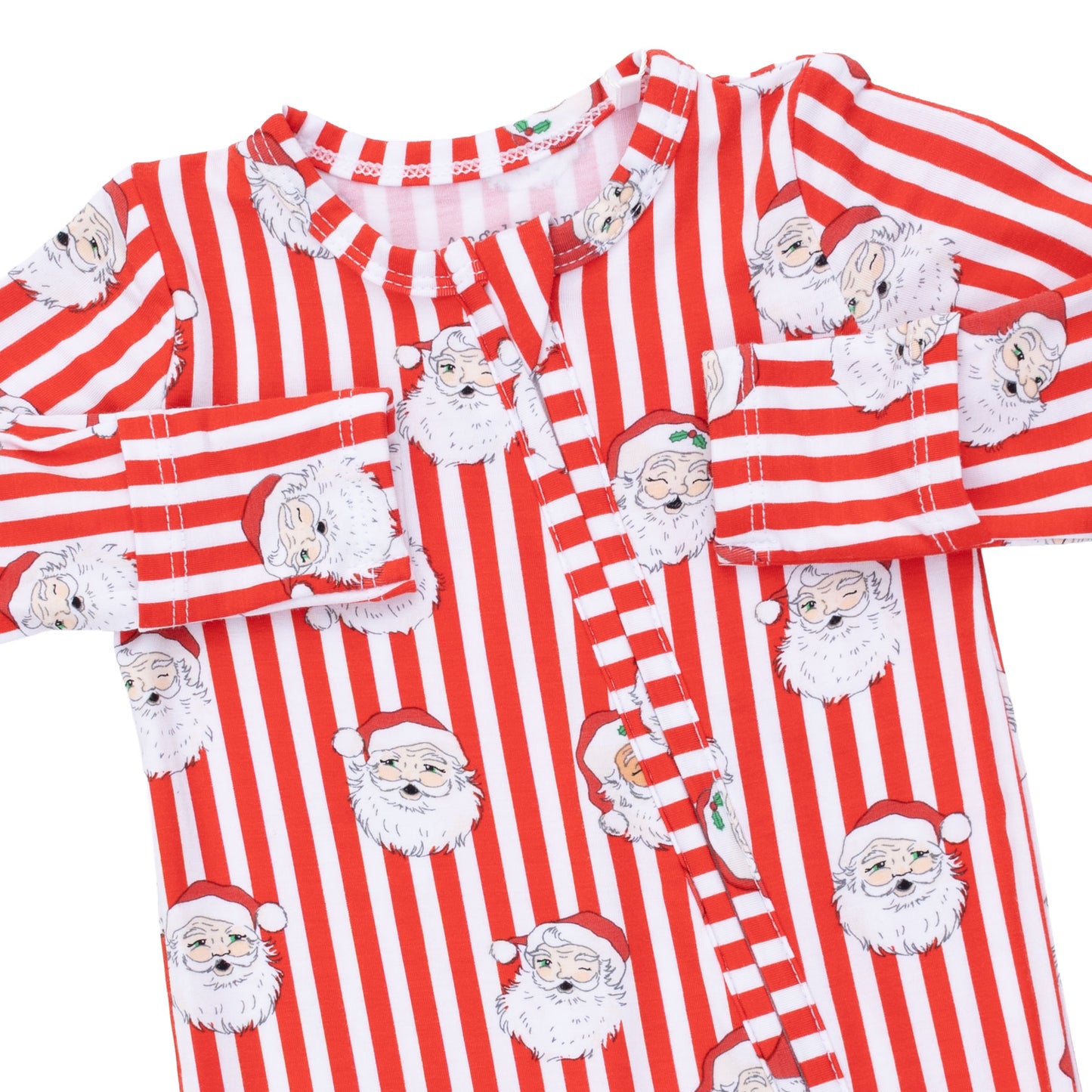 Vintage Santa Stripe - 2 Way Zipper Footie