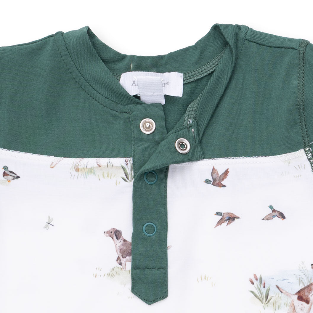 Pointer Pups and Duck Buddies - Romper with Contrast Sleeves