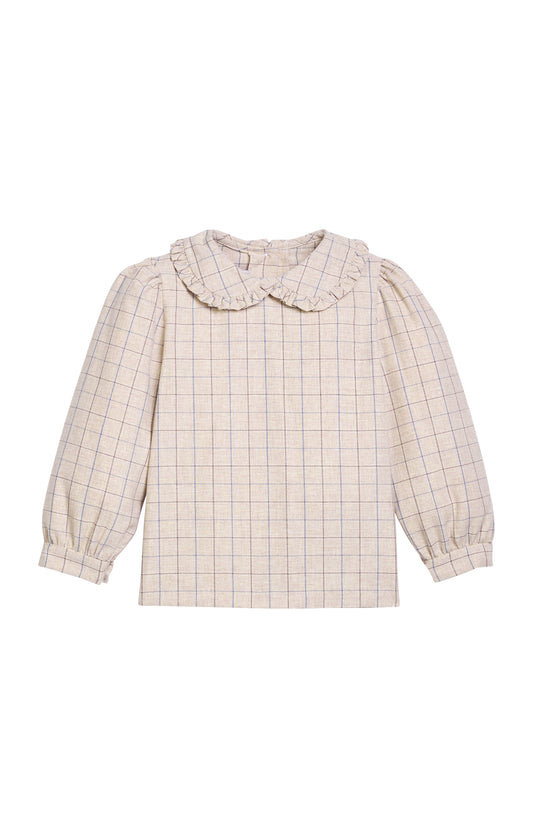 Ruffled Peter Pan Blouse - Durham Windowpane