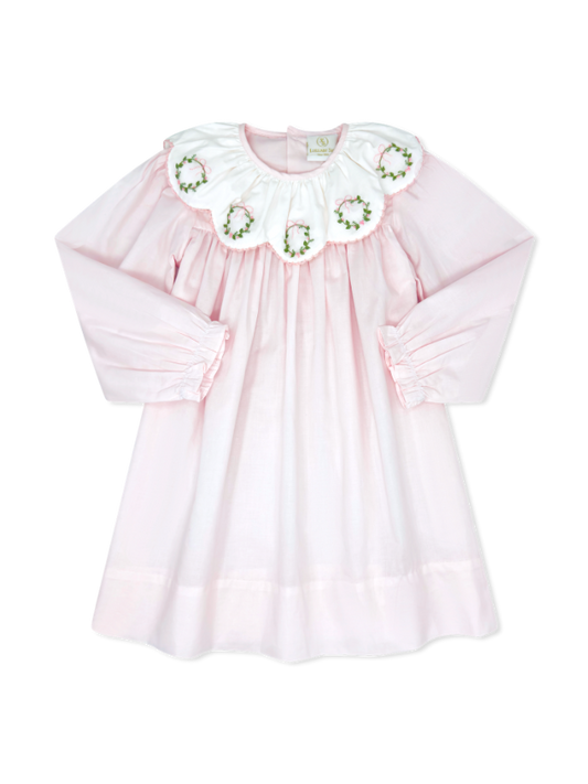 Chloe Dress - Blessings Pink Batiste - Wreath