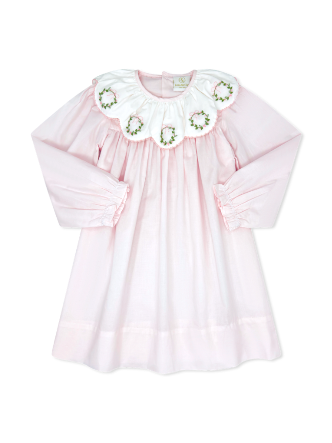 Chloe Dress - Blessings Pink Batiste - Wreath