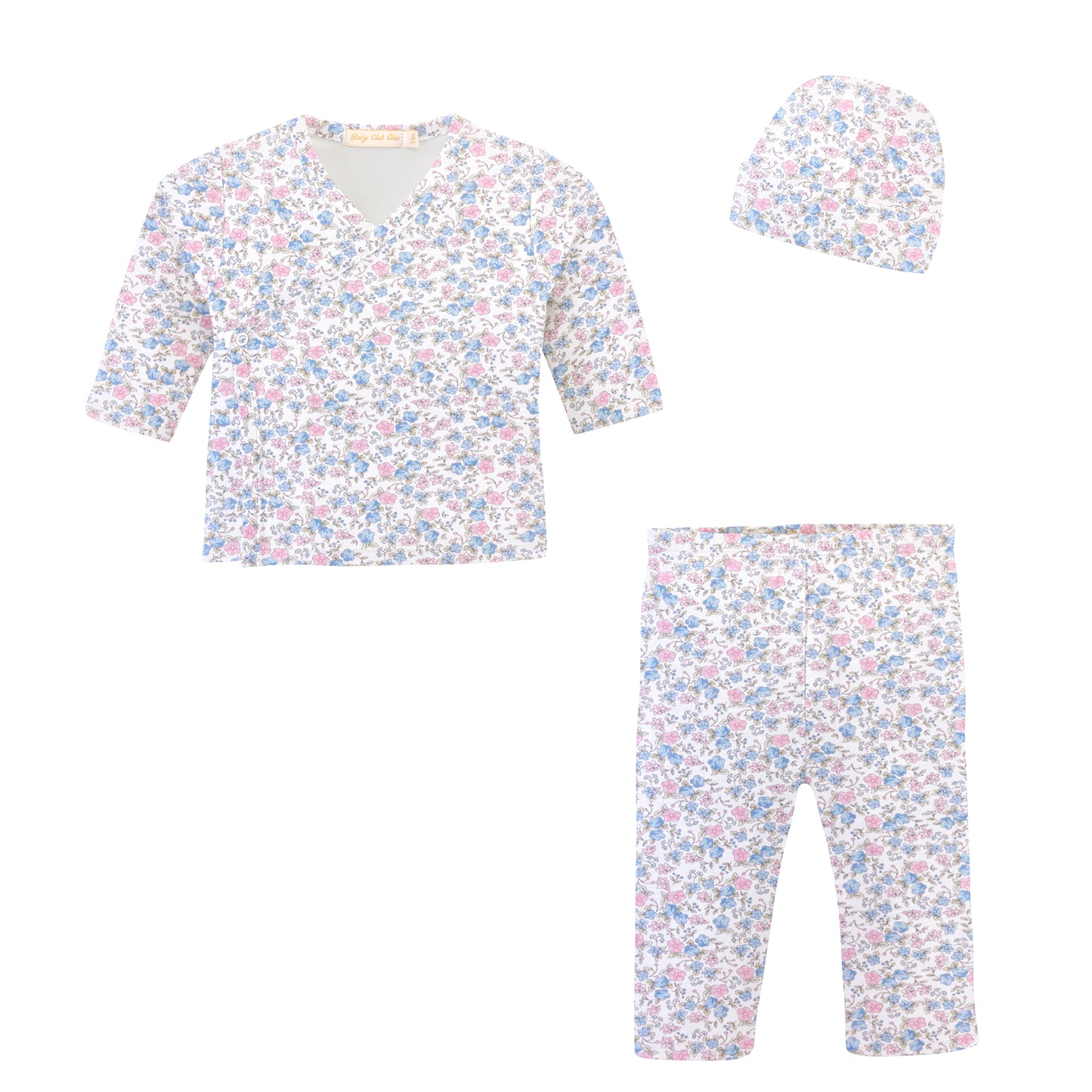 Tiny Soft Floral Printed Pima Take Me Home with Hat Set
